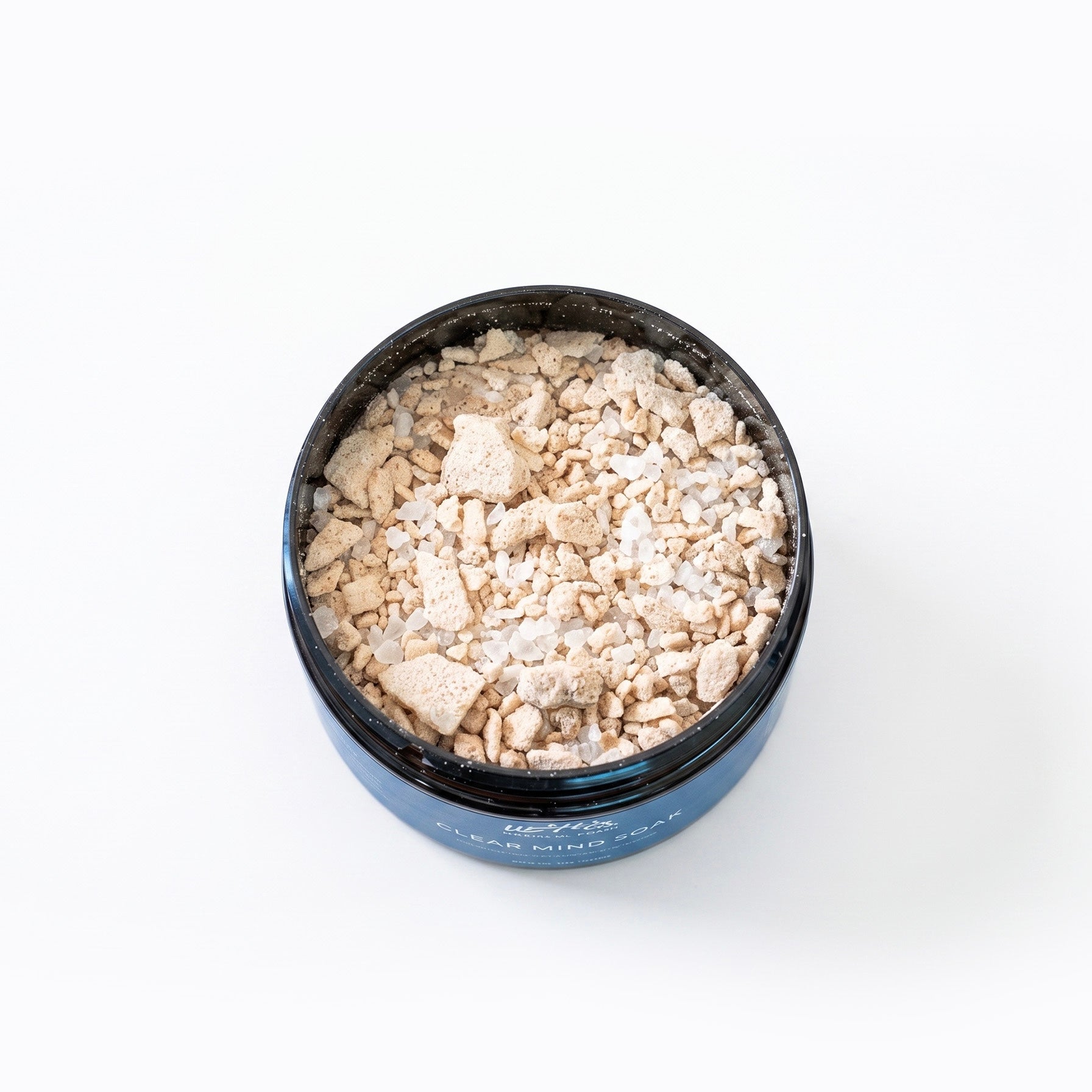 Clear Mind Soak texture — White Clay and Peppermint with mineral salt flakes