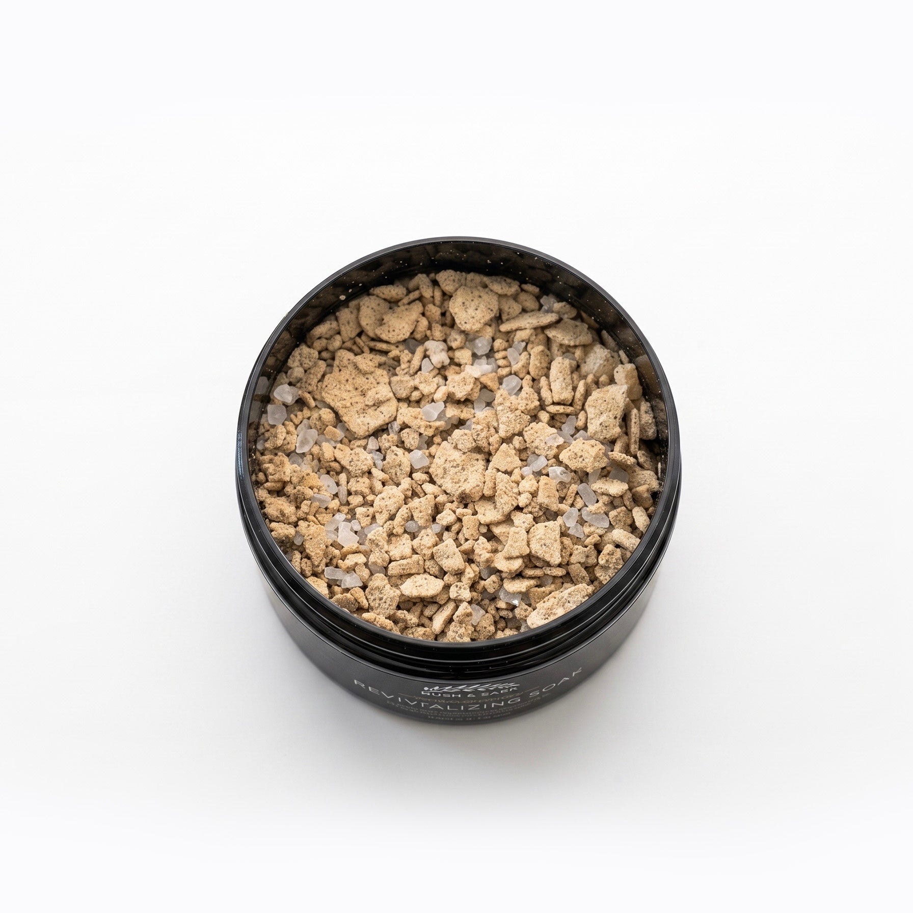 Rejuvenating Soak texture — Magnesium Flakes and Lemon Myrtle over mineral salt